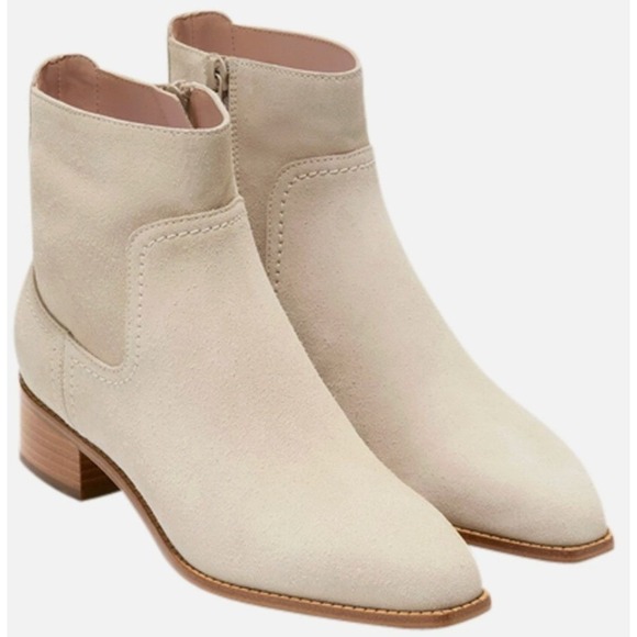 Cole Haan Shoes - Cole HAAN Size 9.5 Ankle Boots Suede Ecru Beige Block Heel Booties Naia Womens